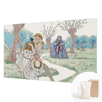 Mural decorativo con una escena romántica