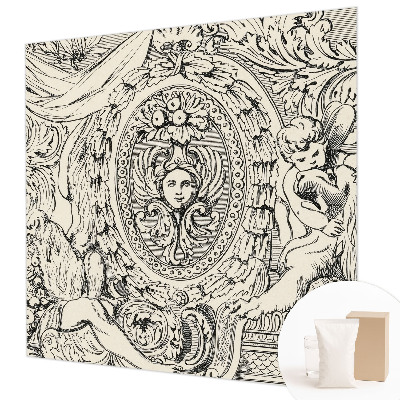 Fotomural decorativo para cabecero de cama con abundante ornamentación