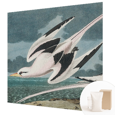 Papel mural con patrón decorativo con un motivo de pájaros junto al mar