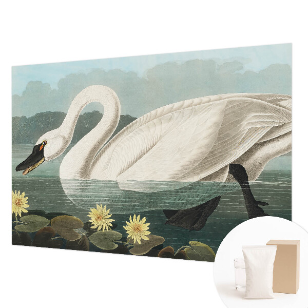 Mural decorativo con diseño de cisnes y nenúfares