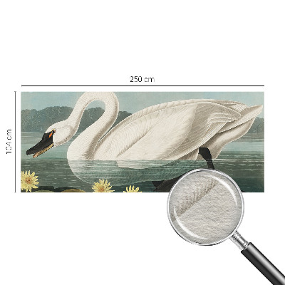 Mural decorativo con diseño de cisnes y nenúfares