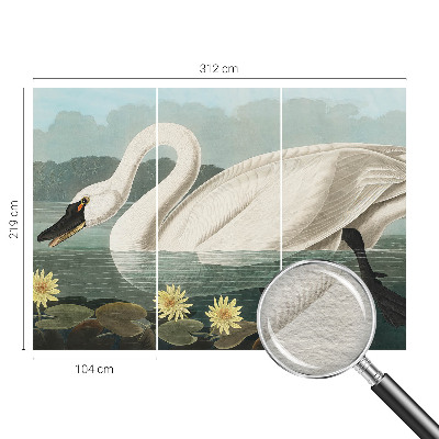 Mural decorativo con diseño de cisnes y nenúfares