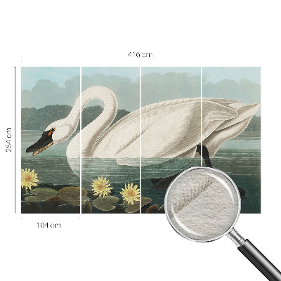 Mural decorativo con diseño de cisnes y nenúfares