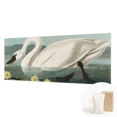 Mural decorativo con diseño de cisnes y nenúfares