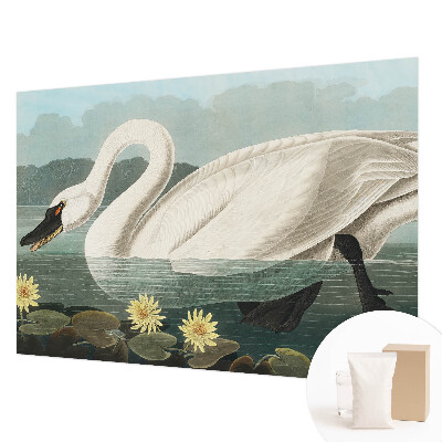 Mural decorativo con diseño de cisnes y nenúfares