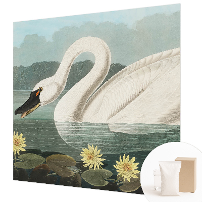 Mural decorativo con diseño de cisnes y nenúfares