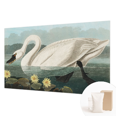Mural decorativo con diseño de cisnes y nenúfares