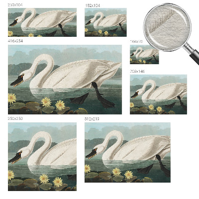 Mural decorativo con diseño de cisnes y nenúfares