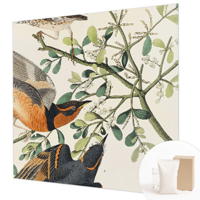 Fotomural decorativo para cabecero de cama con pájaros coloridos