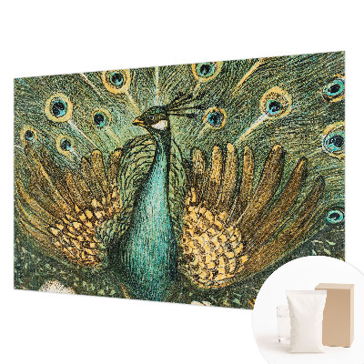 Papel mural con patrón decorativo con diseño de pavo real majestuoso