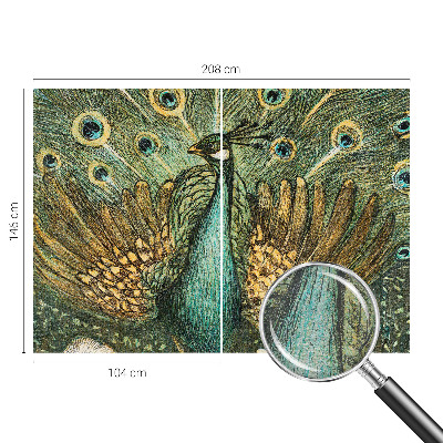 Papel mural con patrón decorativo con diseño de pavo real majestuoso