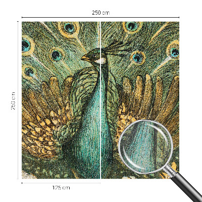 Papel mural con patrón decorativo con diseño de pavo real majestuoso