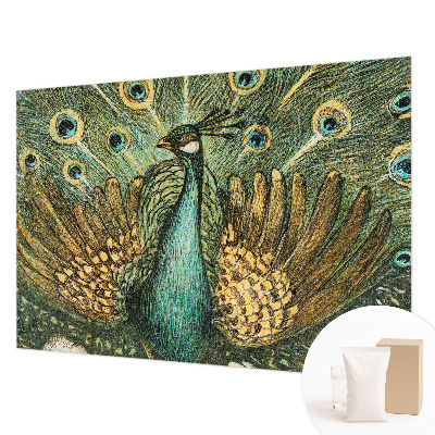 Papel mural con patrón decorativo con diseño de pavo real majestuoso