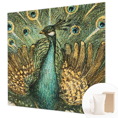 Papel mural con patrón decorativo con diseño de pavo real majestuoso