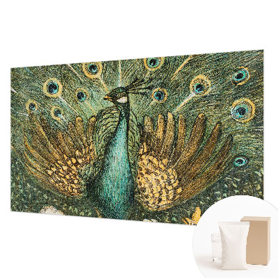 Papel mural con patrón decorativo con diseño de pavo real majestuoso