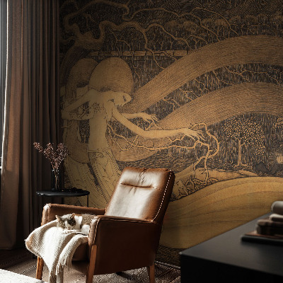 Mural de pared con estampado hermoso con personajes surrealistas