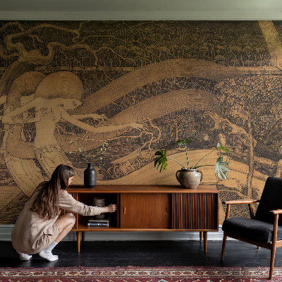 Mural de pared con estampado hermoso con personajes surrealistas