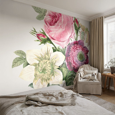 Papel mural con patrón decorativo con un motivo de ramo de flores