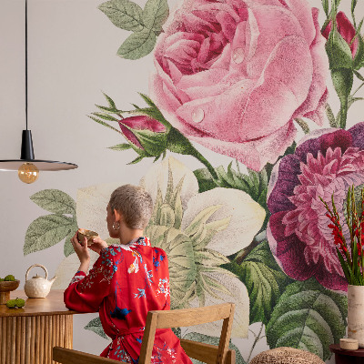 Papel mural con patrón decorativo con un motivo de ramo de flores