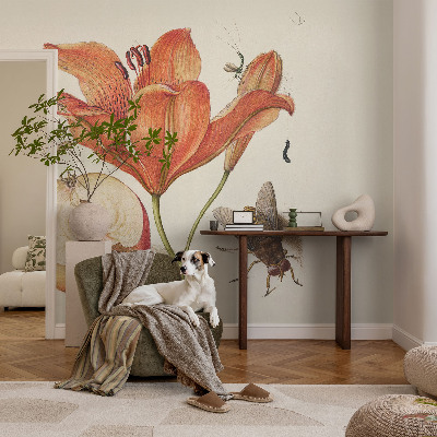 Mural de pared con estampado hermoso con una ilustración botánica