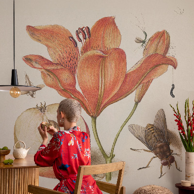 Mural de pared con estampado hermoso con una ilustración botánica