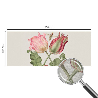 Fotomural decorativo para cabecero de cama con diseño de tulipanes que realza la pared detrás de la cama