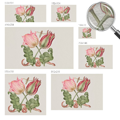 Fotomural decorativo para cabecero de cama con diseño de tulipanes que realza la pared detrás de la cama