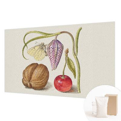 Papel mural texturado decorativo con motivo de planta mariposa
