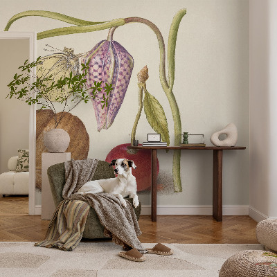 Papel mural texturado decorativo con motivo de planta mariposa