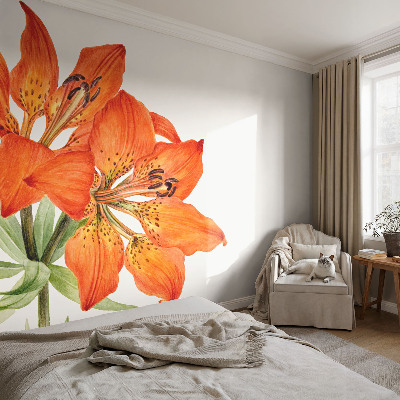 Mural decorativo con diseño de lirio naranja