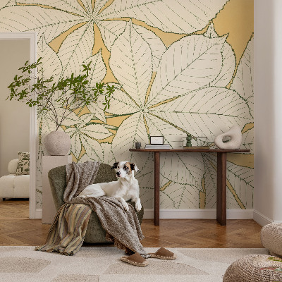 Mural de pared con estampado hermoso con motivo de hojas de castaño