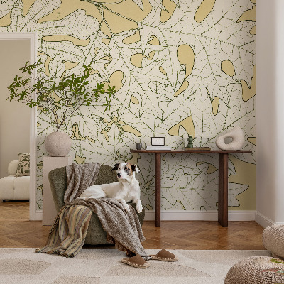 Papel mural con patrón decorativo con diseño de hojas de árbol