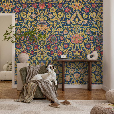 Papel mural texturado decorativo con estampado floral