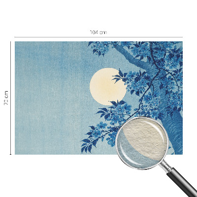 Mural decorativo con diseño de luna formada por flores