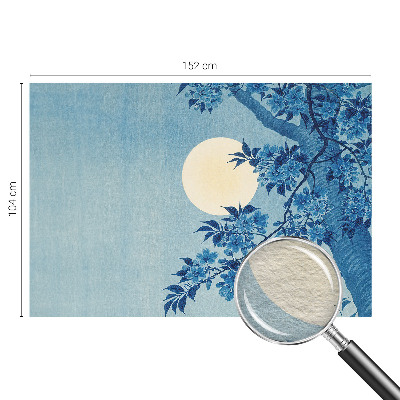 Mural decorativo con diseño de luna formada por flores