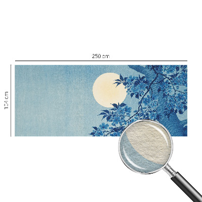 Mural decorativo con diseño de luna formada por flores