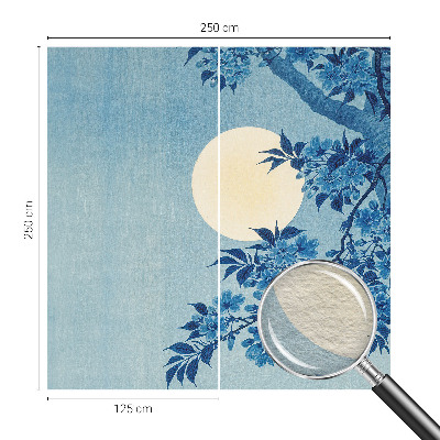 Mural decorativo con diseño de luna formada por flores