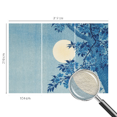 Mural decorativo con diseño de luna formada por flores