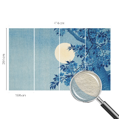 Mural decorativo con diseño de luna formada por flores