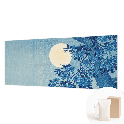 Mural decorativo con diseño de luna formada por flores