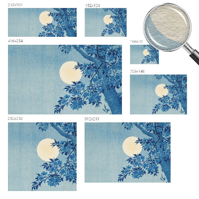 Mural decorativo con diseño de luna formada por flores