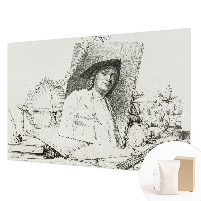 Papel mural con patrón decorativo con un retrato artístico