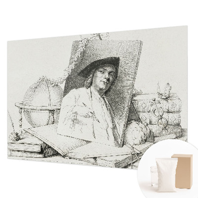 Papel mural con patrón decorativo con un retrato artístico