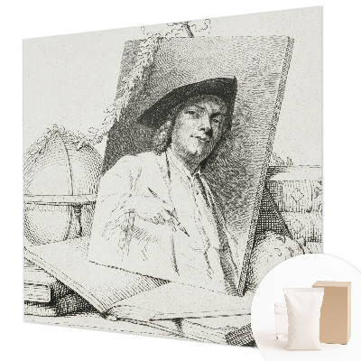 Papel mural con patrón decorativo con un retrato artístico