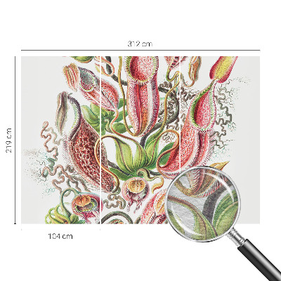 Papel mural texturado decorativo con detalles de plantas