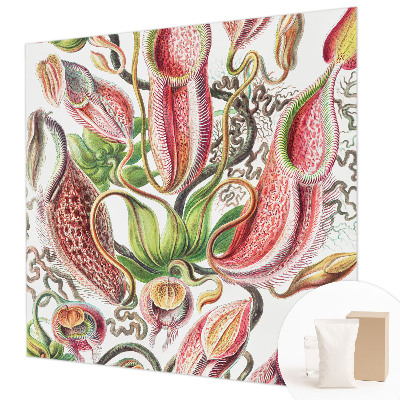 Papel mural texturado decorativo con detalles de plantas