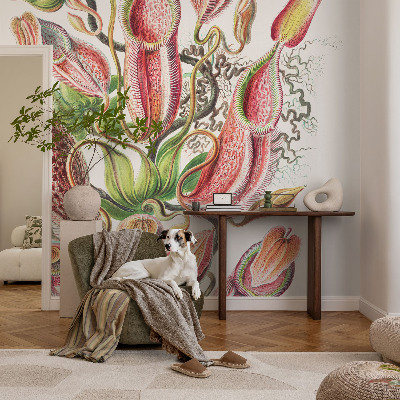 Papel mural texturado decorativo con detalles de plantas
