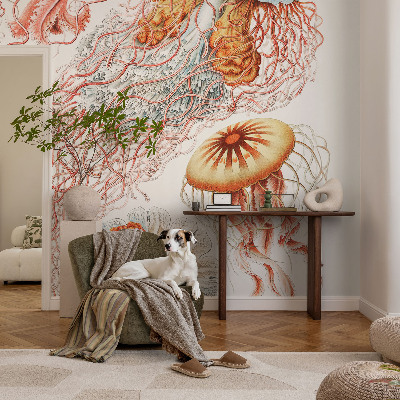 Fotomural decorativo para cabecero de cama con diseño de medusas elegantes