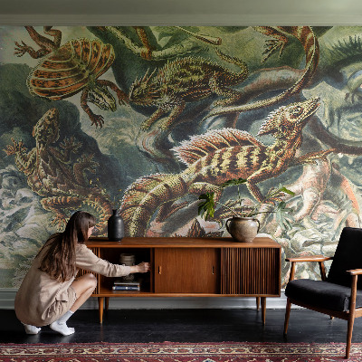 Mural decorativo con diseño de reptiles exóticos