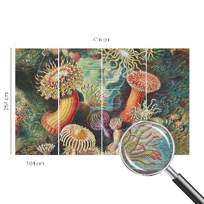 Papel mural texturado decorativo con diseño de anémonas elegantes